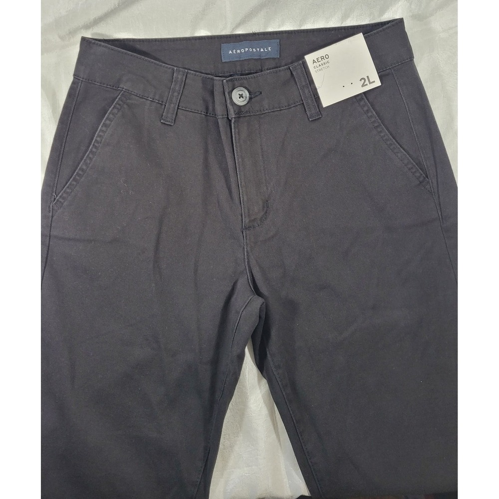 Aeropostale Women's Twill Classic Stretch Uniform Pants - Black - Size 2L